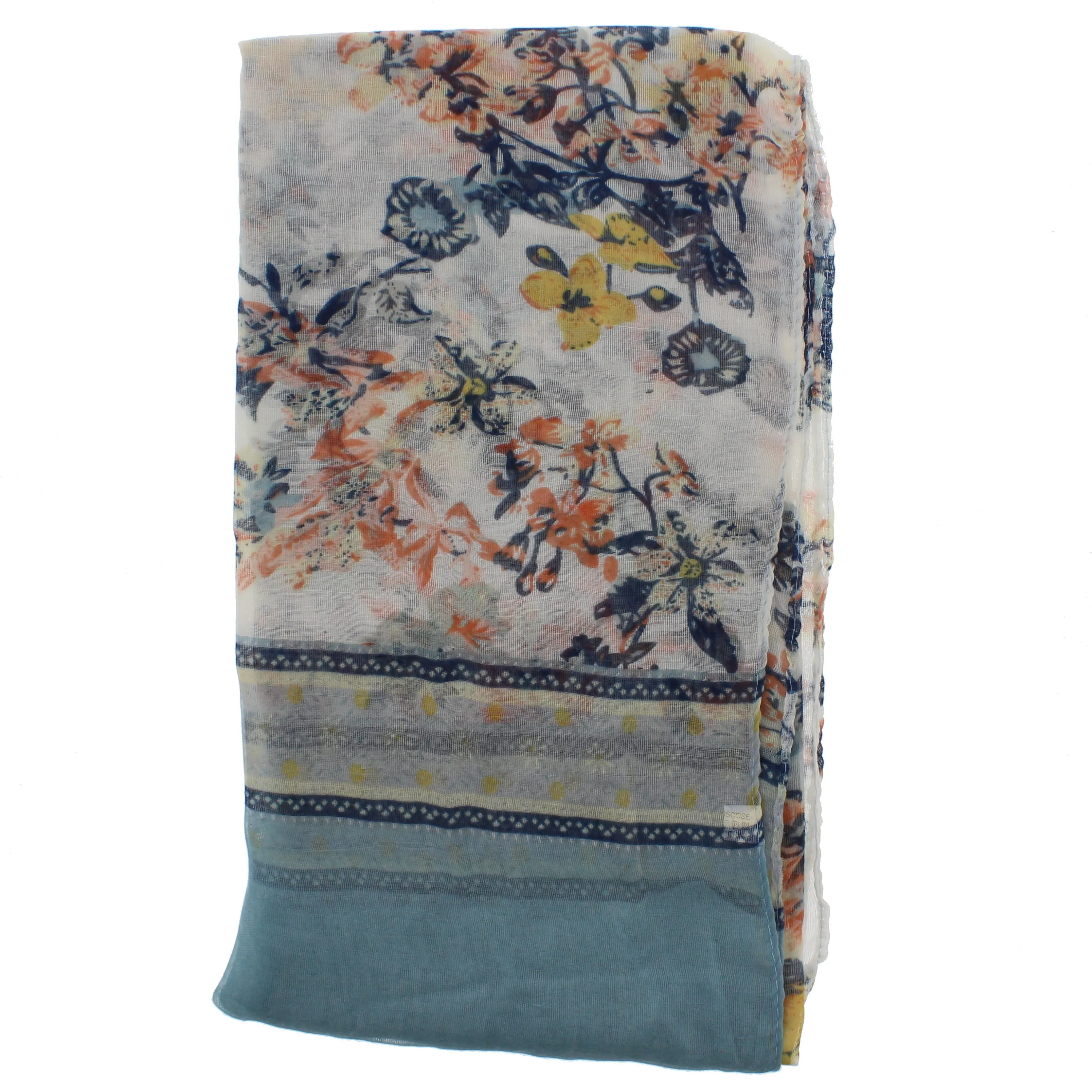 Floral Print Scarf with Border