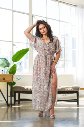 Forget Me Not Pink Floral V-Neck Maxi Dress