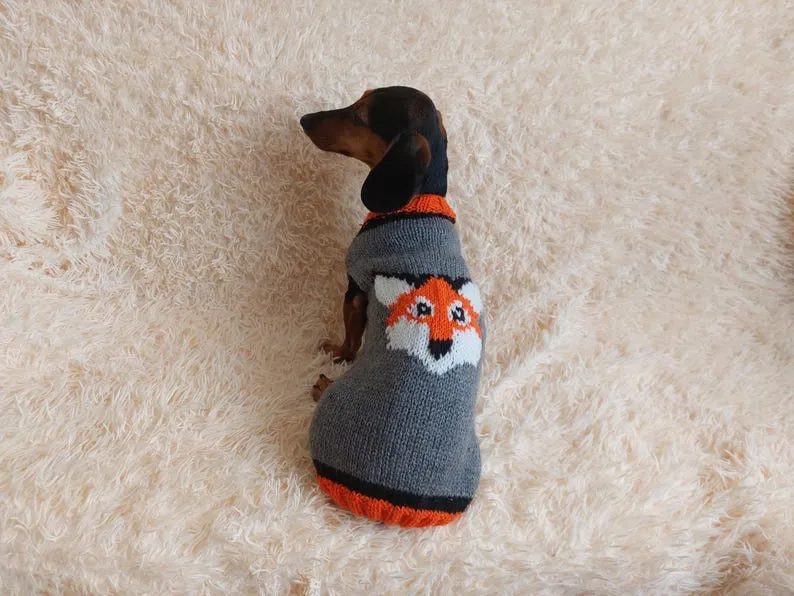 Fox clothing pet sweater-fox jumper for dogs-halloween fox clothing for dachshund