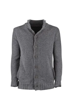 Grey Textured-knit Cardigan