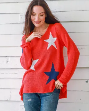 Hanna Star V Neck Cotton Sweater