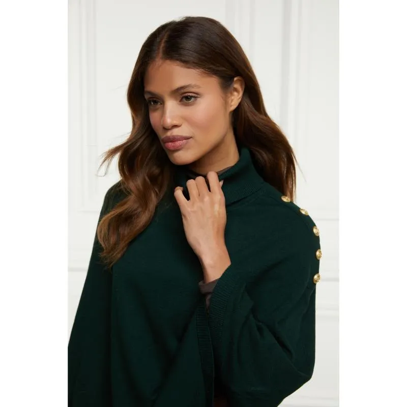 Holland Cooper Roll Neck Ladies Knit Cape - Deep Emerald