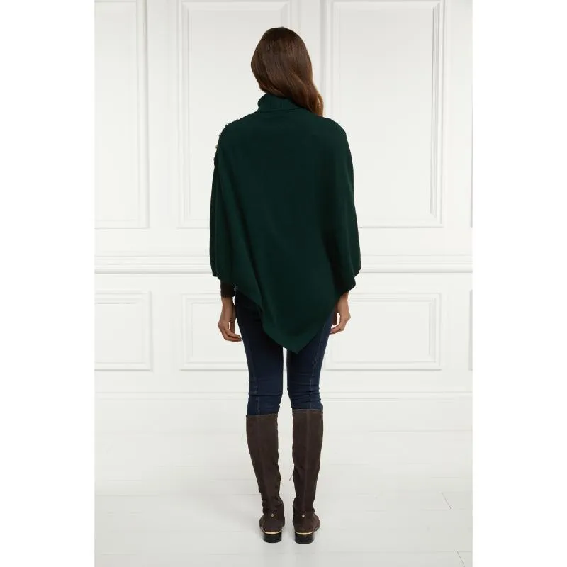 Holland Cooper Roll Neck Ladies Knit Cape - Deep Emerald