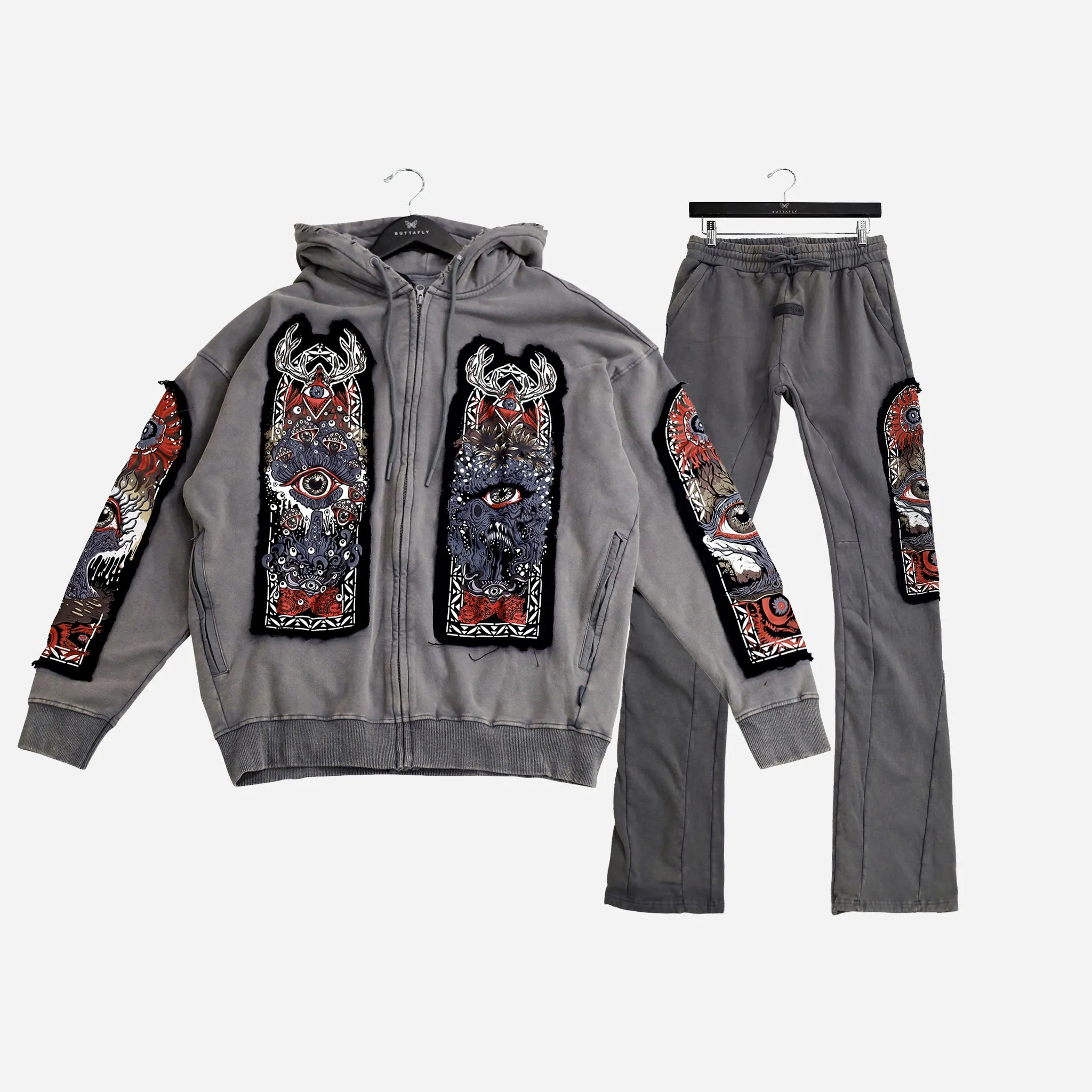 Hudson 527B Window Hoody Set Grey Acid