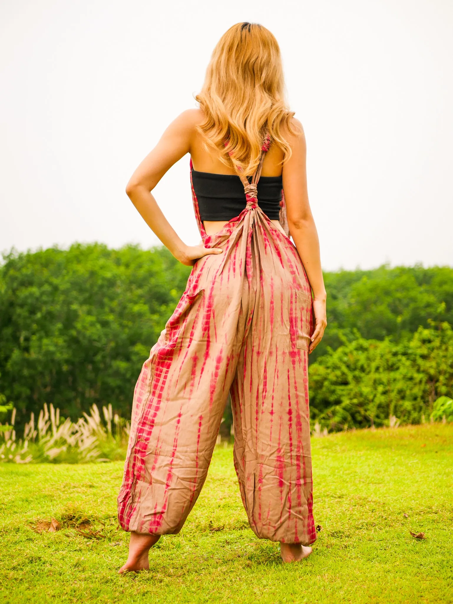 K0914- Hand Dyed  Hippie Racerback Jumpsuit Romper