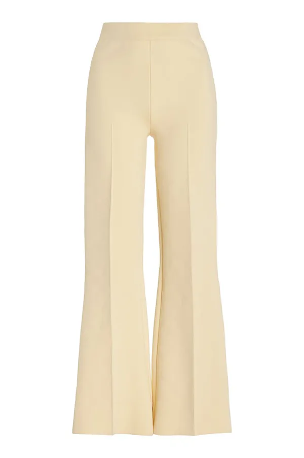 Kick Stretch-Cotton Pants In Subtle Jacquard Pale Yellow