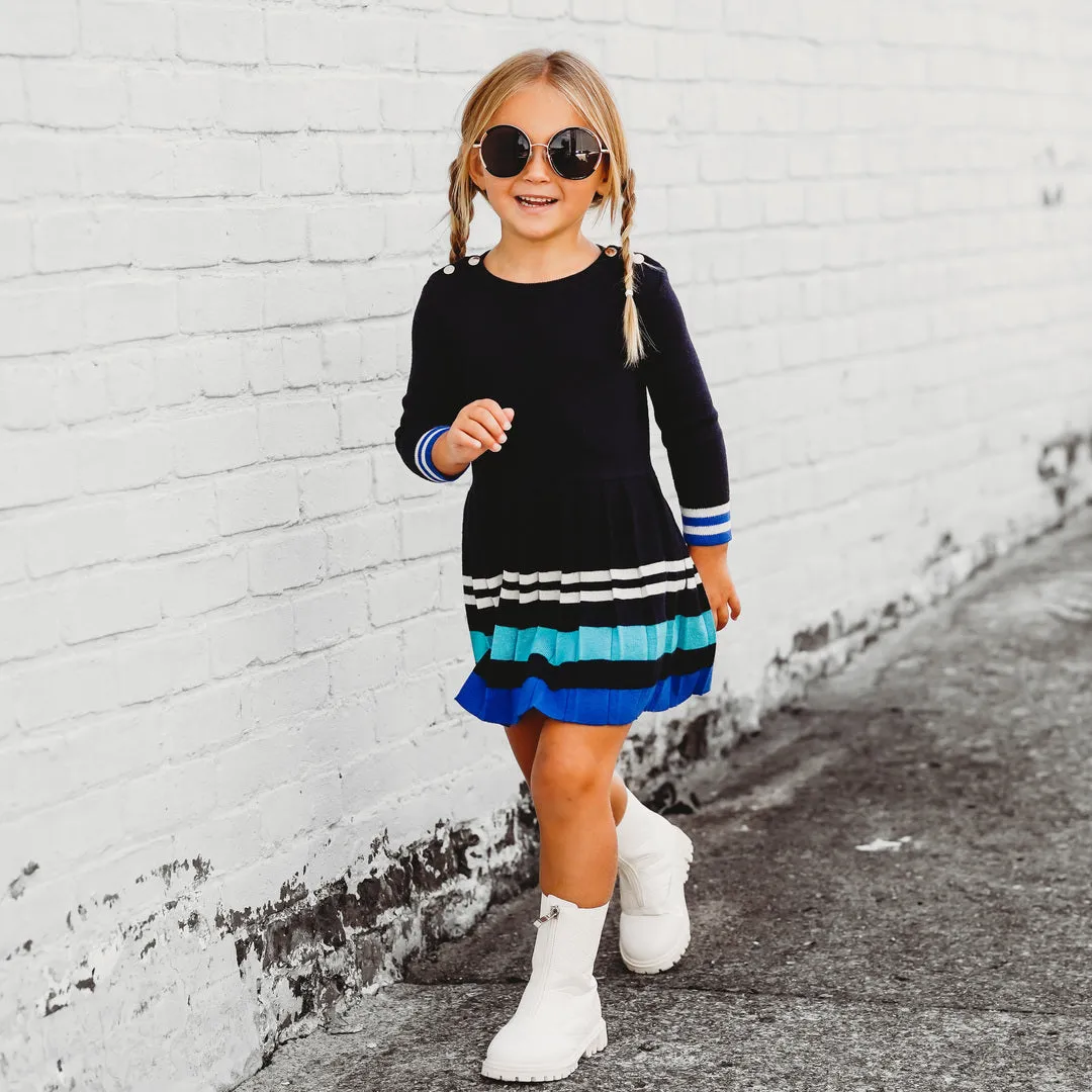 Kids Pleated Knit Dress