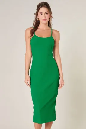 Kingston Green Ribbed Knit Cami Midi Dress