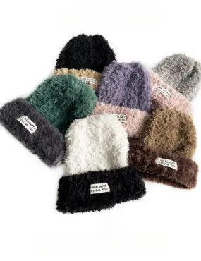 Ladies Color Block Fold Hem Knit Hat SKAH4209