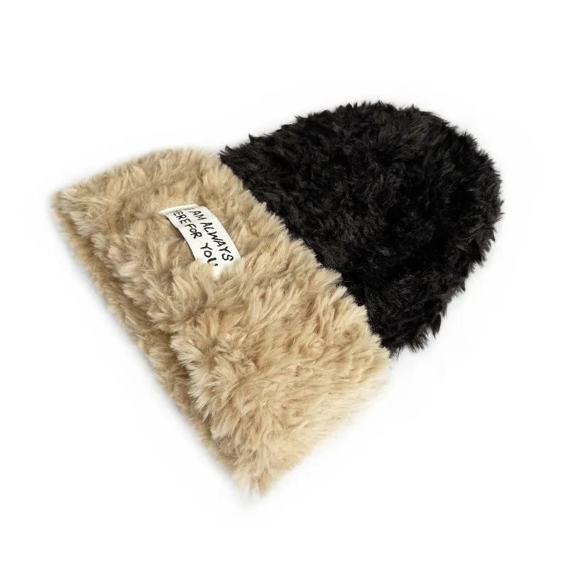 Ladies Color Block Fold Hem Knit Hat SKAH4209