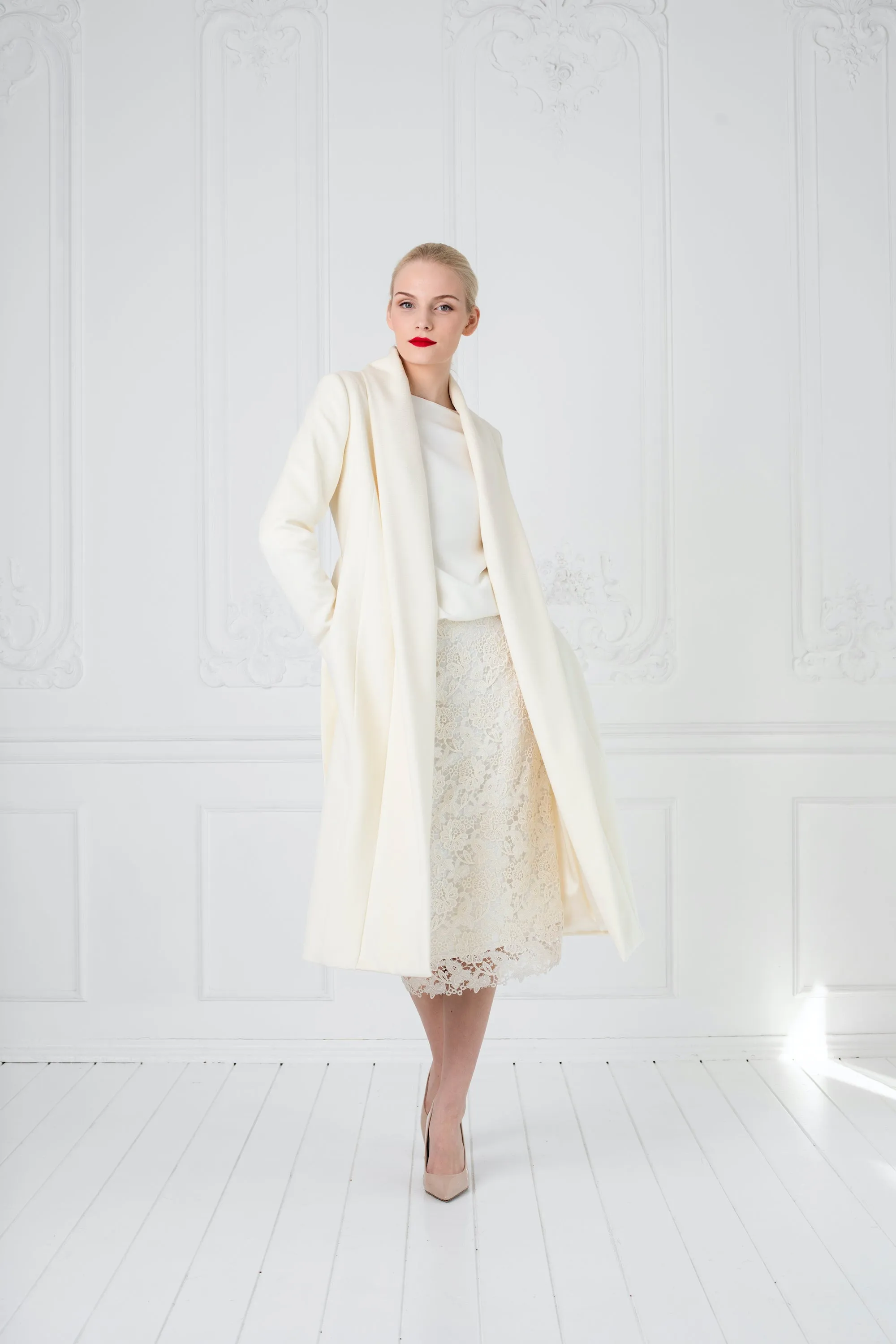 LIMONIUM IVORY WOOL LIGHTWEIGHT COAT