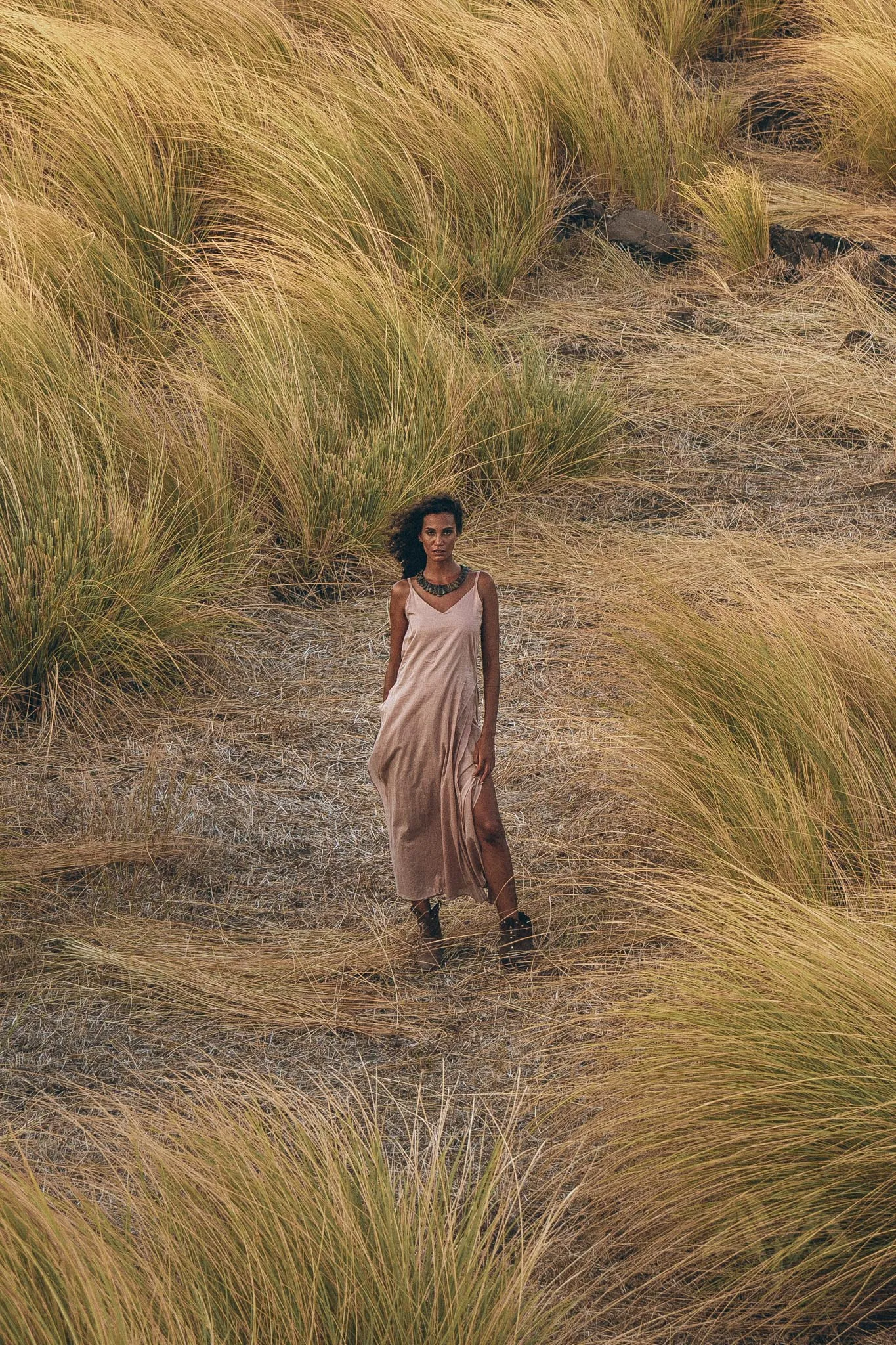 Long Maxi Boho Dress • Rose Gold Bridesmaid Bohemian Tribal Dress