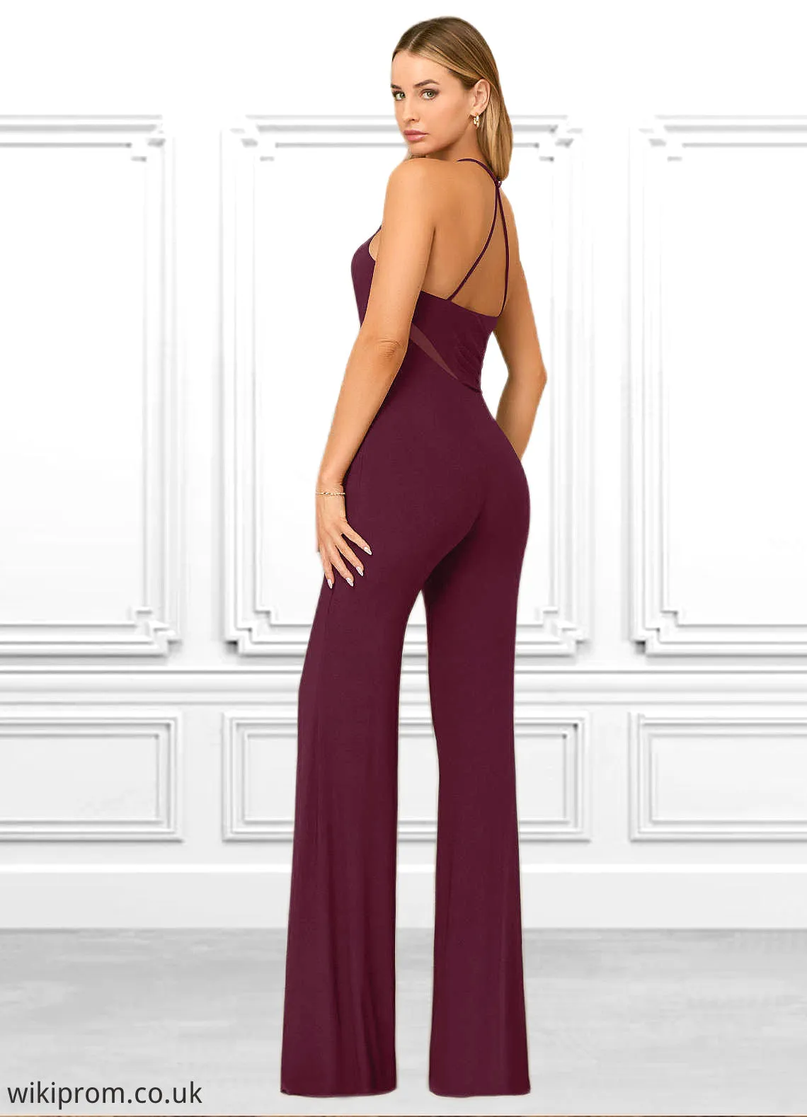 Madyson Pleated Luxe Knit Jumpsuit Cabernet SWKP0019813