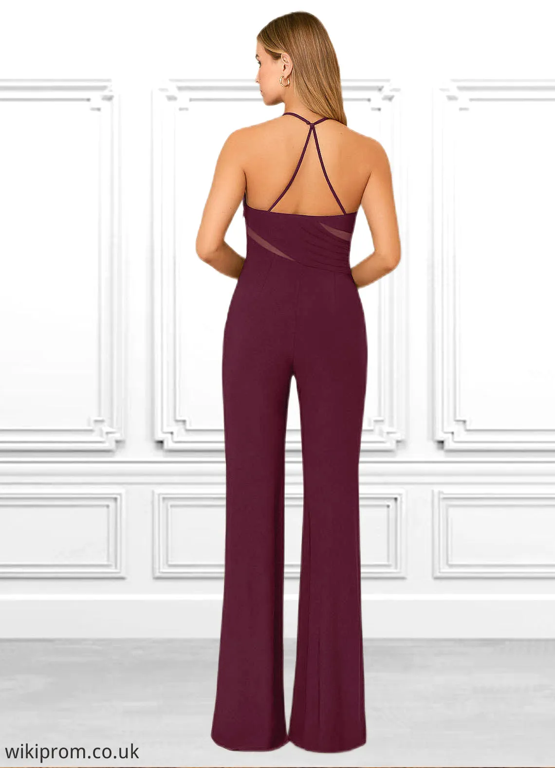 Madyson Pleated Luxe Knit Jumpsuit Cabernet SWKP0019813