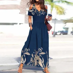 Maxi dress with leaf pattern - perfect for summer