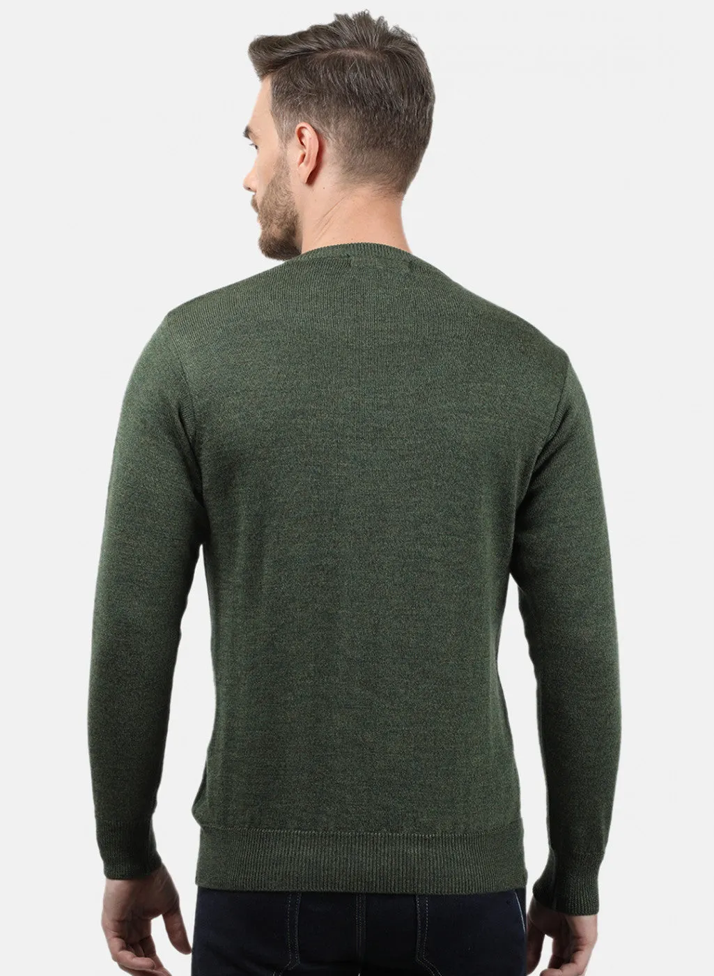 Men Olive Solid Pullover