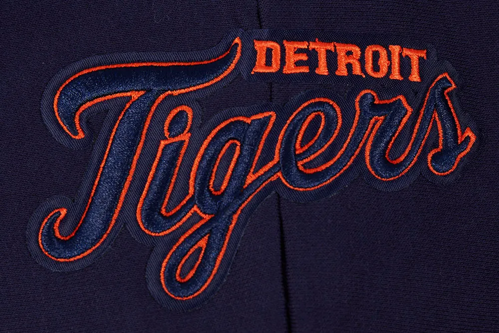 MLB DETROIT TIGERS SCRIPT TAIL WOMEN'S RIB FLC CROPPED PO HOODIE (MIDNIGHT NAVY/ORANGE/MIDNIGHT NAVY)