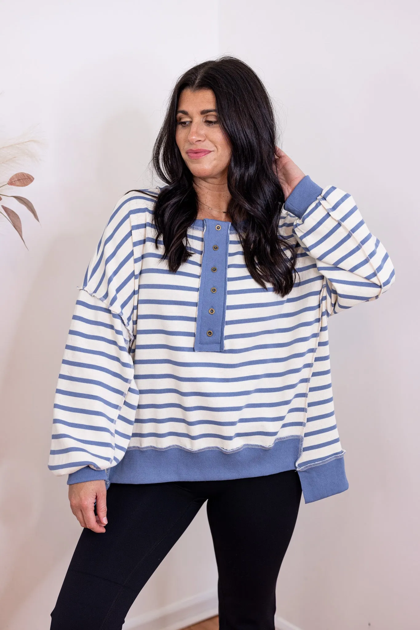 Modern Blue Striped Pullover