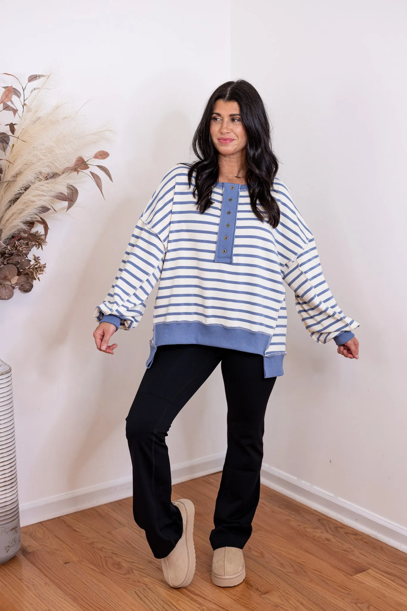 Modern Blue Striped Pullover