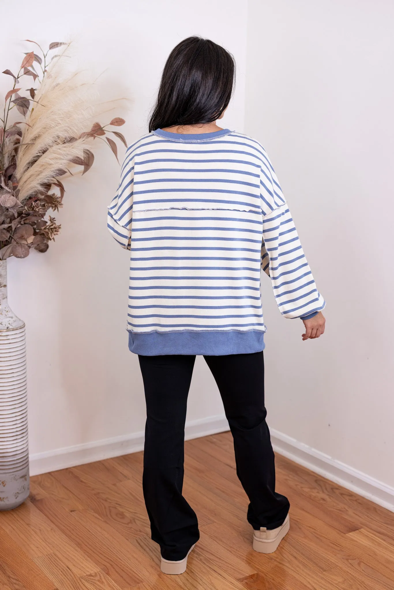 Modern Blue Striped Pullover