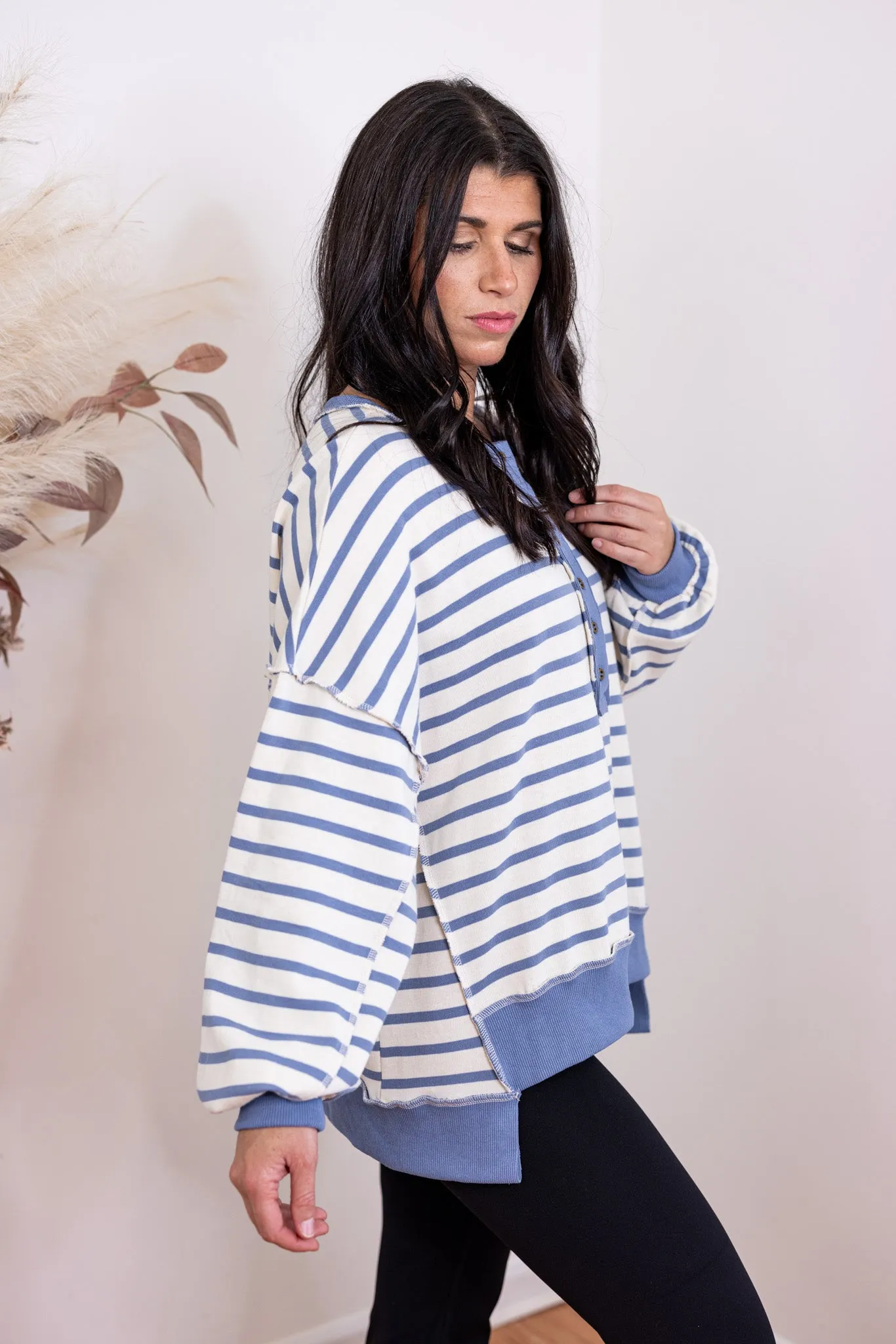 Modern Blue Striped Pullover