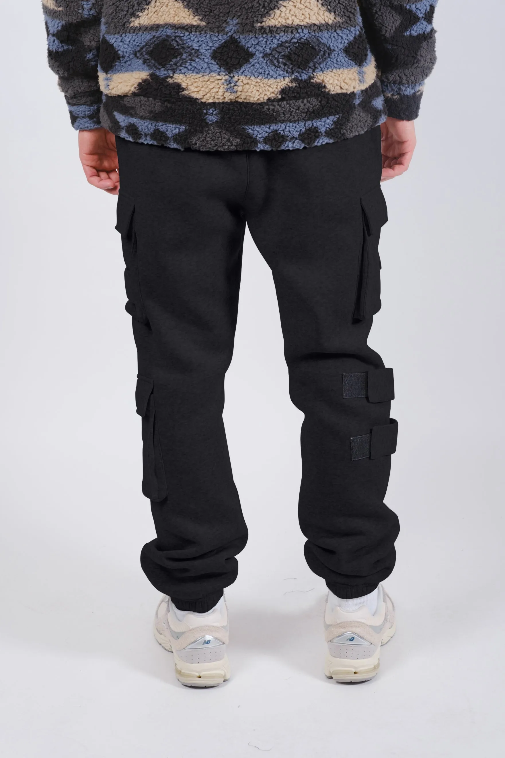 Multi Pocket Velcro Detail Fleece Cargo Sweatpant