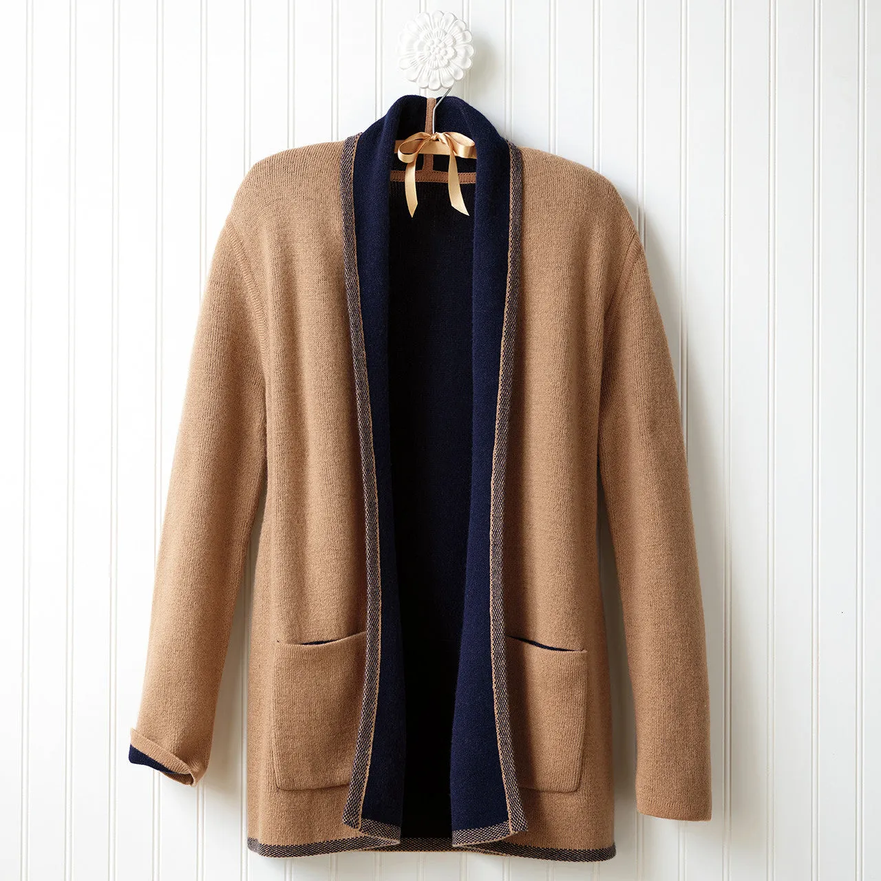 Navy & Camel Reversible Cardigan