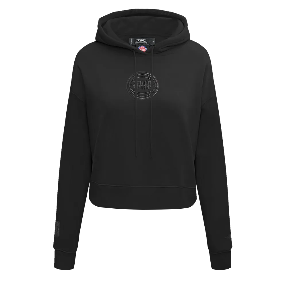 NBA DETROIT PISTONS NEUTRAL WOMEN'S CROPPED PO HOODIE (BLACK)