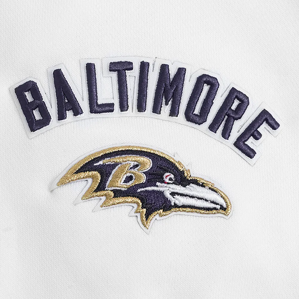 NFL BALTIMORE RAVENS CLASSIC WOMEN'S CROPPED PO HOODIE (WHITE)