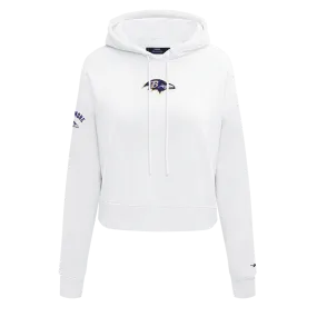 NFL BALTIMORE RAVENS CLASSIC WOMEN'S CROPPED PO HOODIE (WHITE)