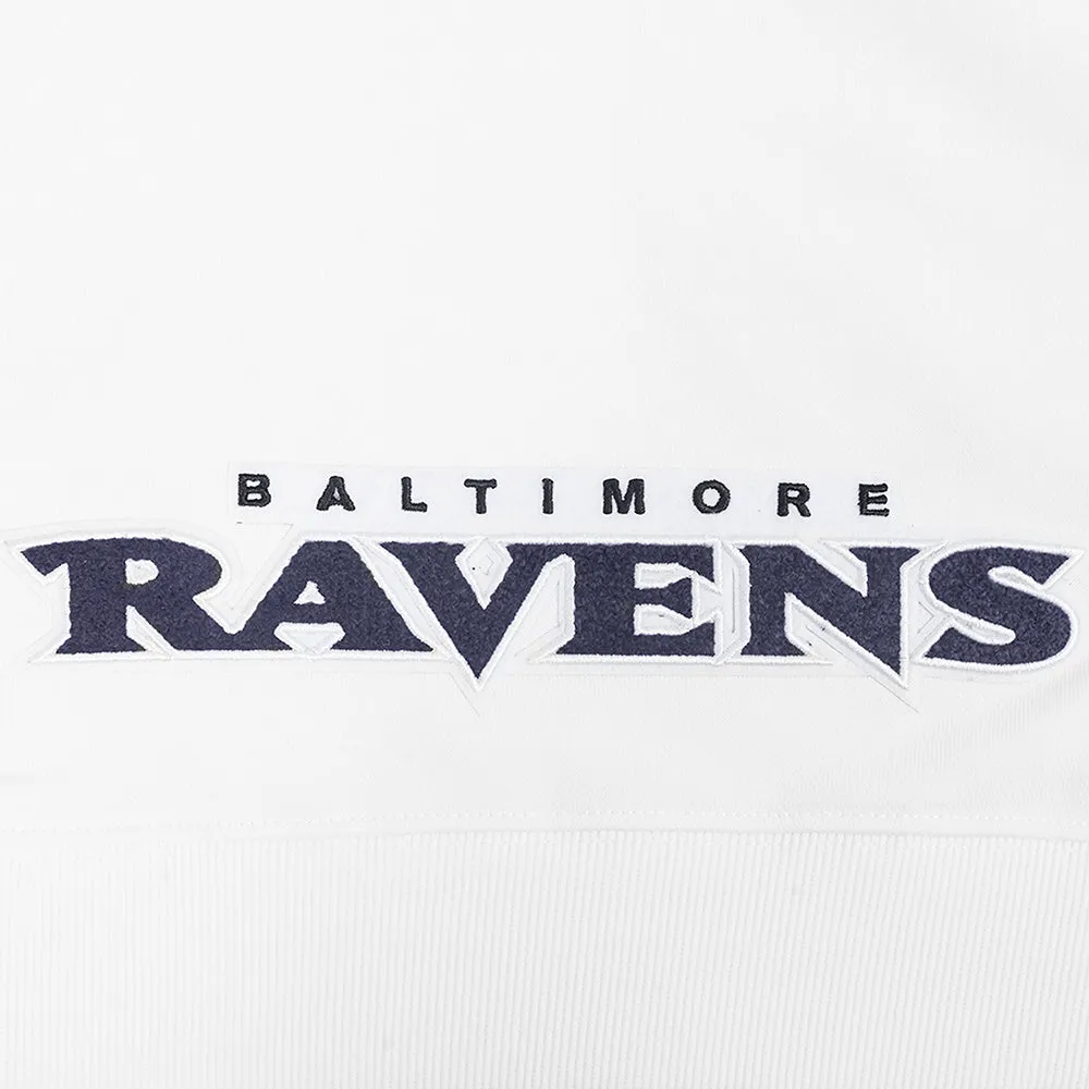 NFL BALTIMORE RAVENS CLASSIC WOMEN'S CROPPED PO HOODIE (WHITE)