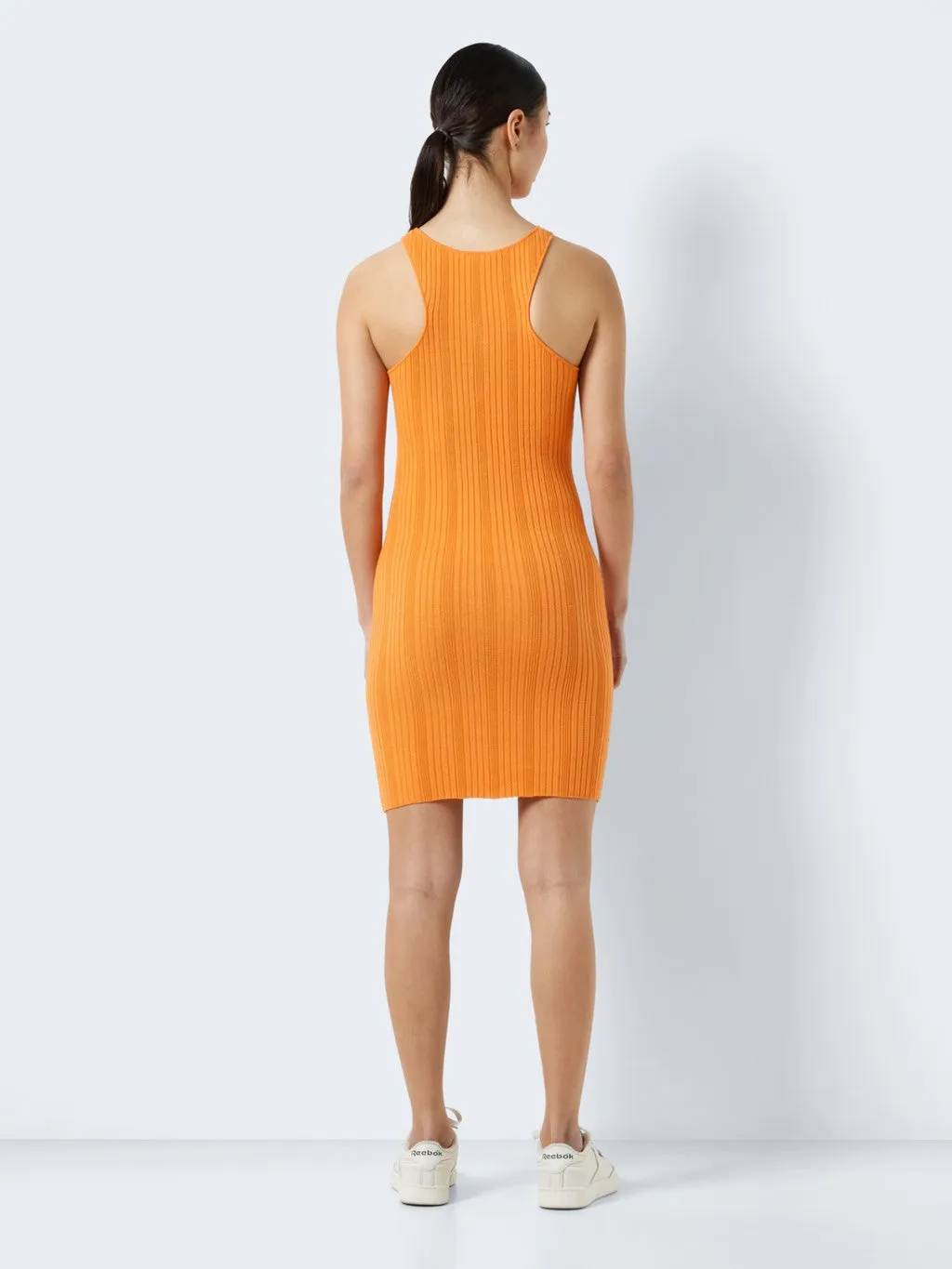 Noisy May Twist Front Knit Mini Dress in Orange