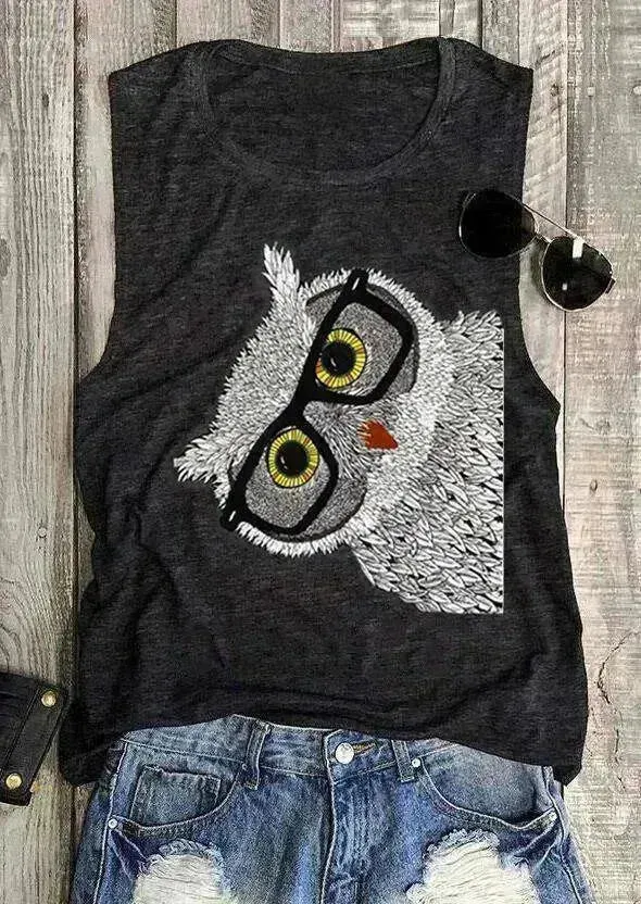 Owl Glasses Sleeveless Tank Top