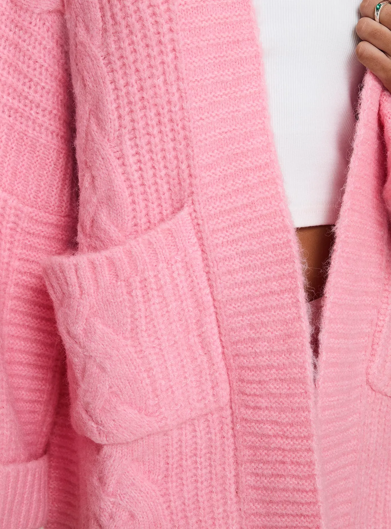 Paisleigh Cable Knit Cardigan Pink