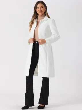 Peter Pan Collar Button Down Long Sleeve Pockets Long Winter Coat