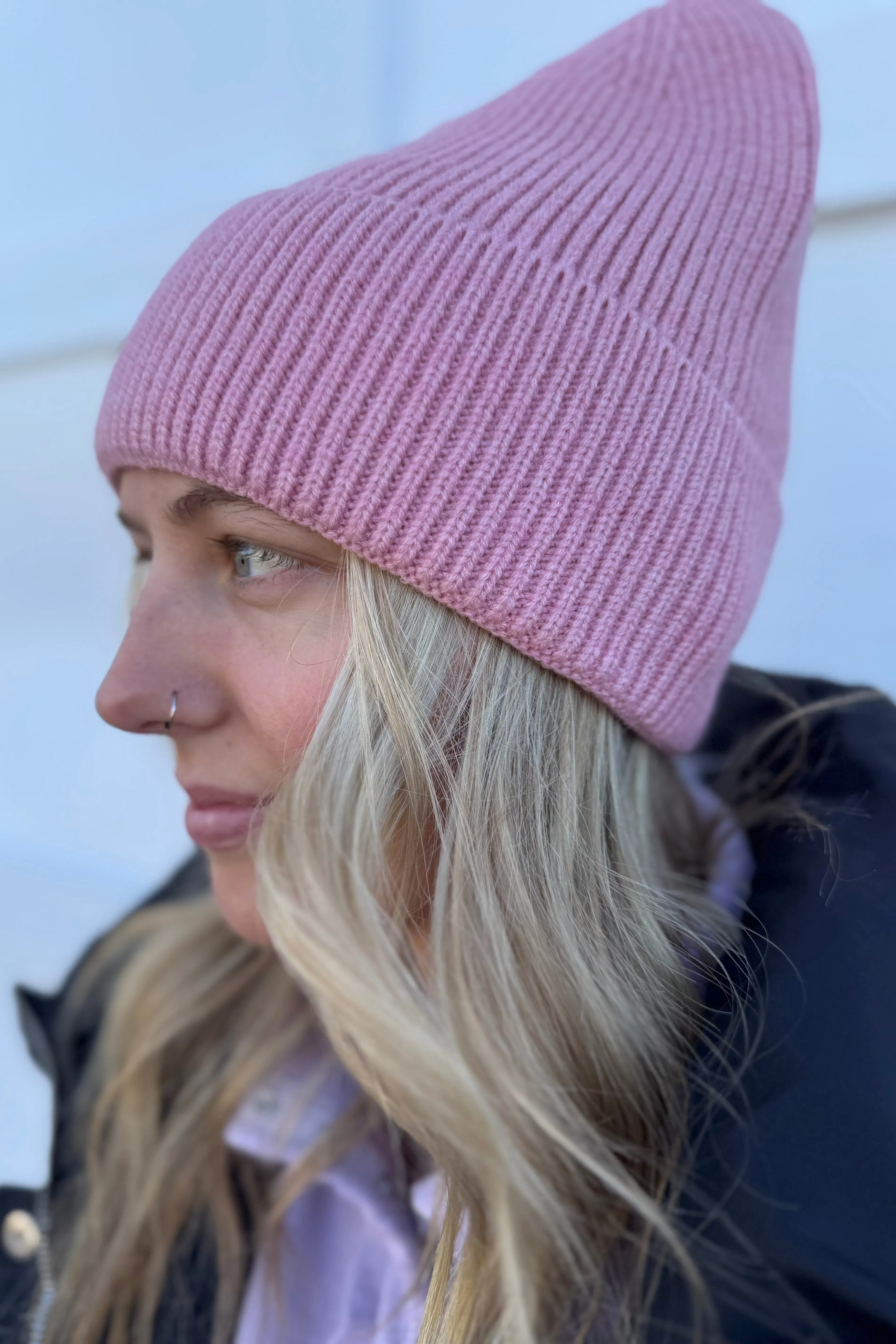 Pink Knit Beanie Hat