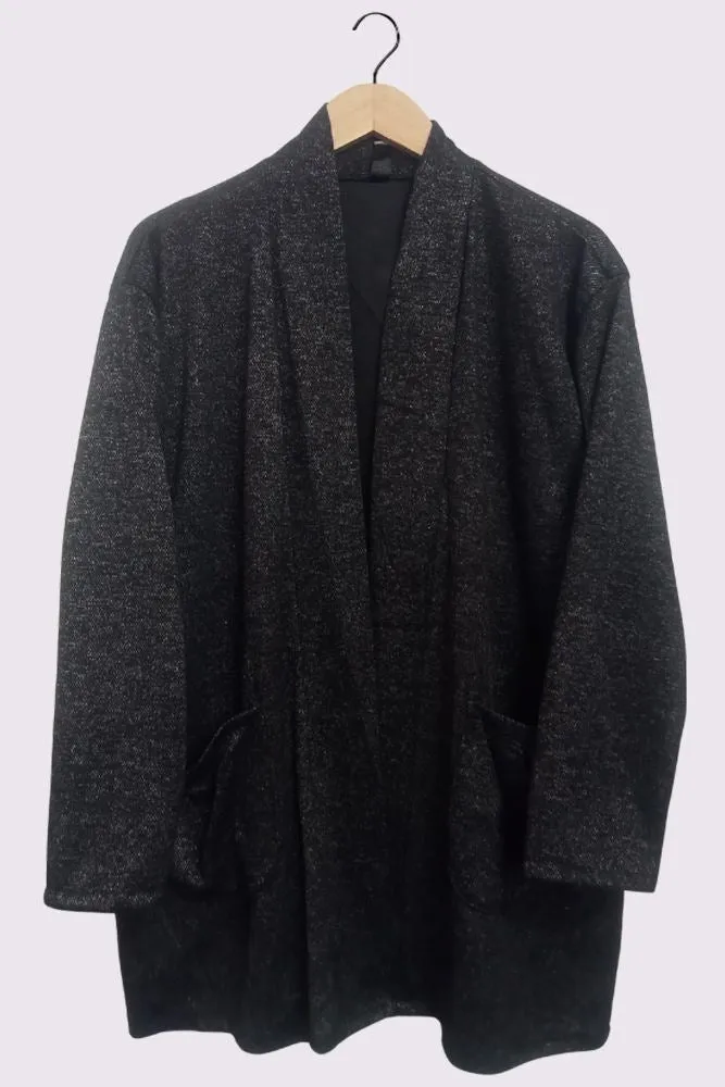 Plain Open Front Soft Feel Pockets Cardigan