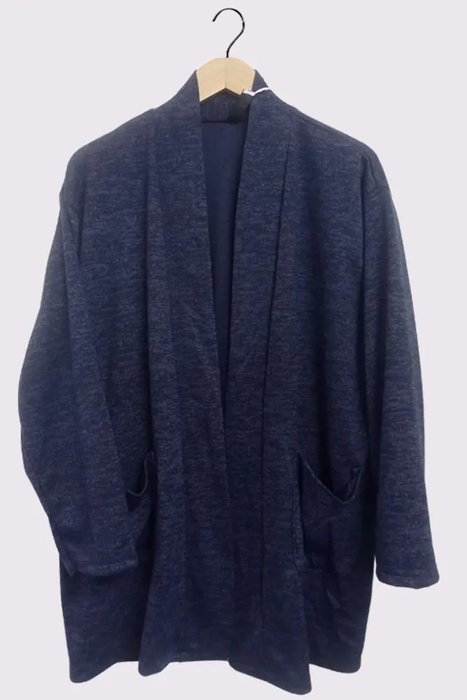 Plain Open Front Soft Feel Pockets Cardigan