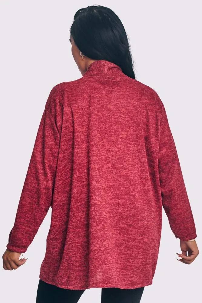 Plain Open Front Soft Feel Pockets Cardigan