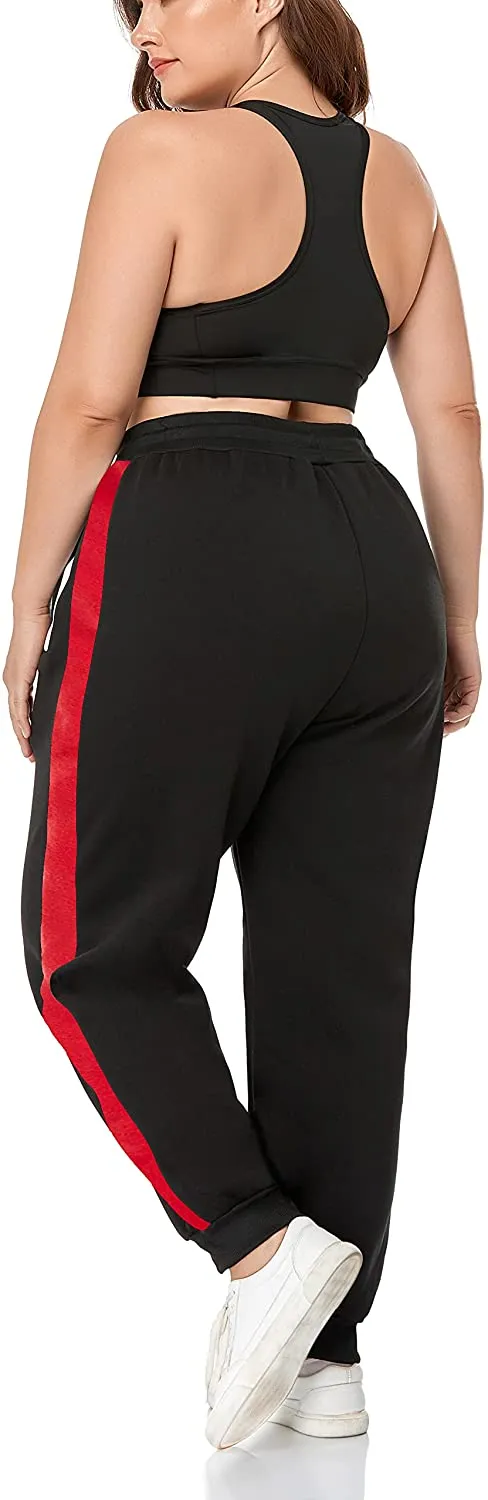 Porcelain Plus Size Fleece Lined Sweatpants with Pockets