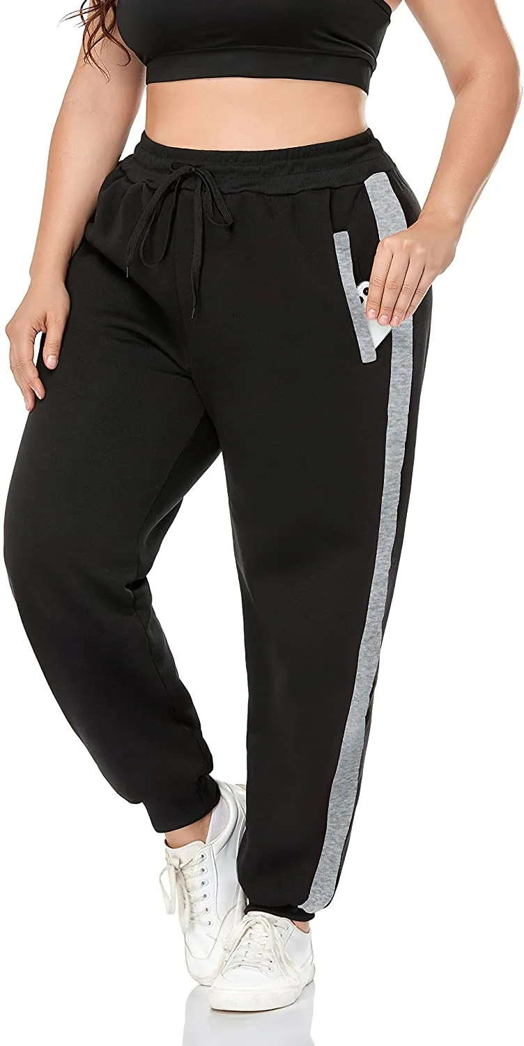 Porcelain Plus Size Fleece Lined Sweatpants with Pockets