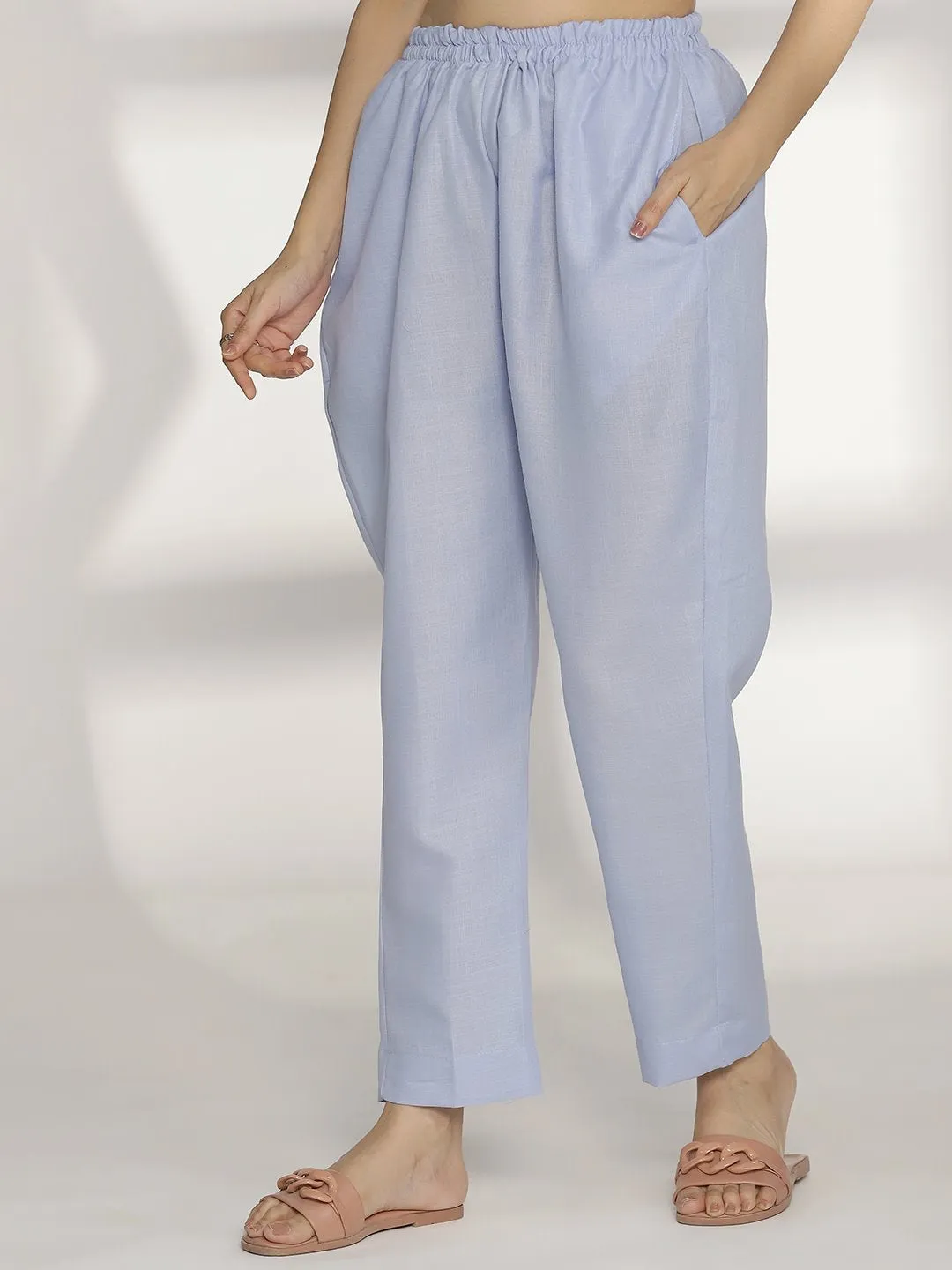 PowderBlue CottonSlub Pants