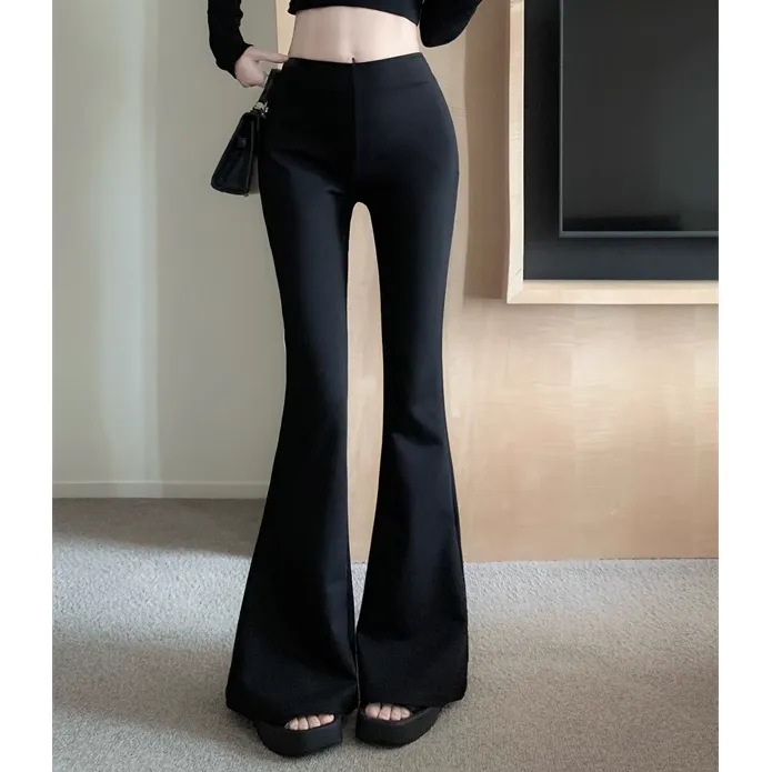 Removable Ruffle Waist Slim Flared Pants