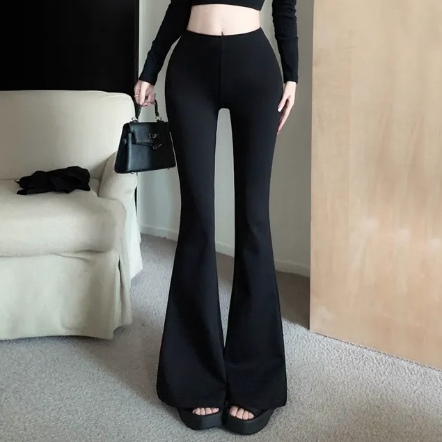 Removable Ruffle Waist Slim Flared Pants