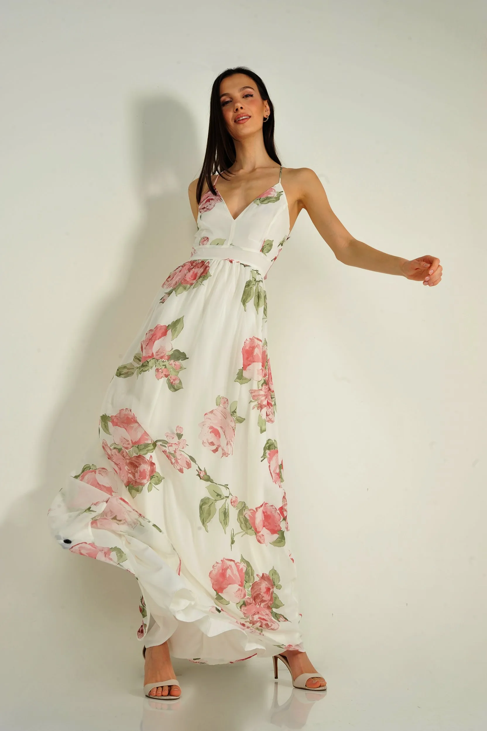 Robe maxi fleurie - MD1788X1 - (E-B11)