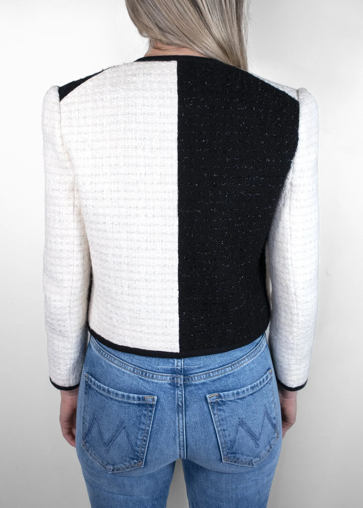 Saint Laurent Cropped Two-tone Metallic Tweed Jacket