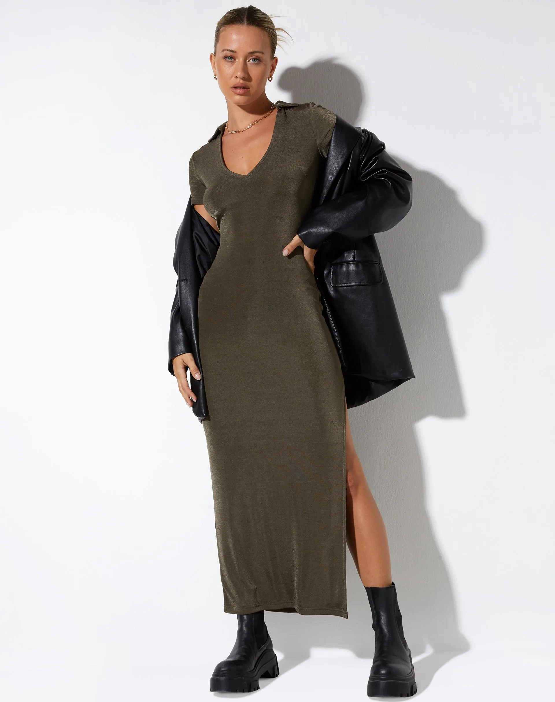 Savita Maxi Dress in Dark Olive