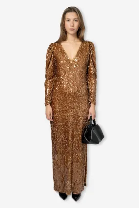 Sequins Maxi Dress Golden