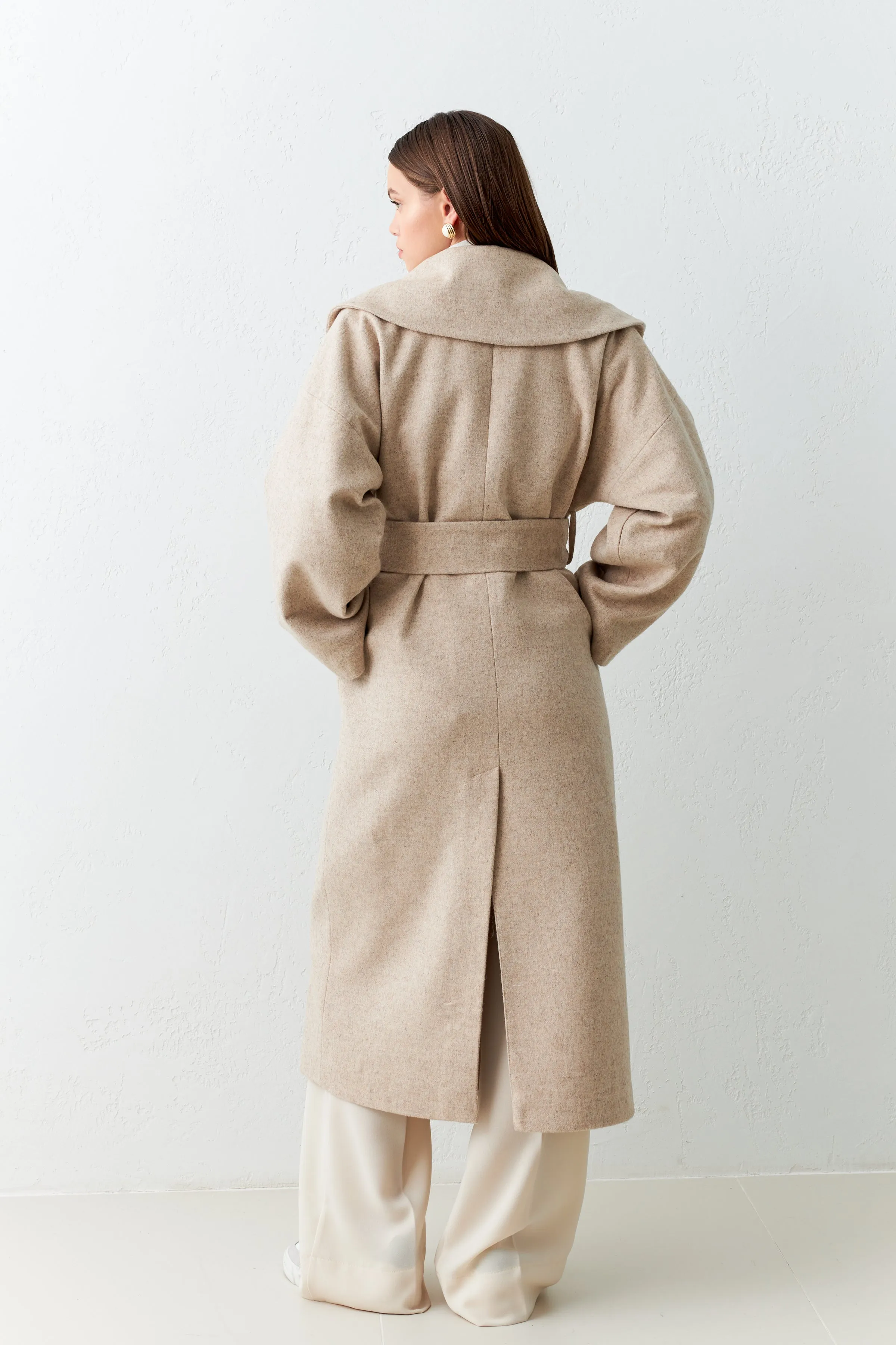 Setre Belt Detailed Long Coat Beige