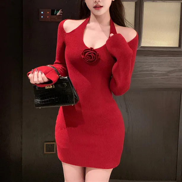 Sexy Halterneck Off-Shoulder Dress